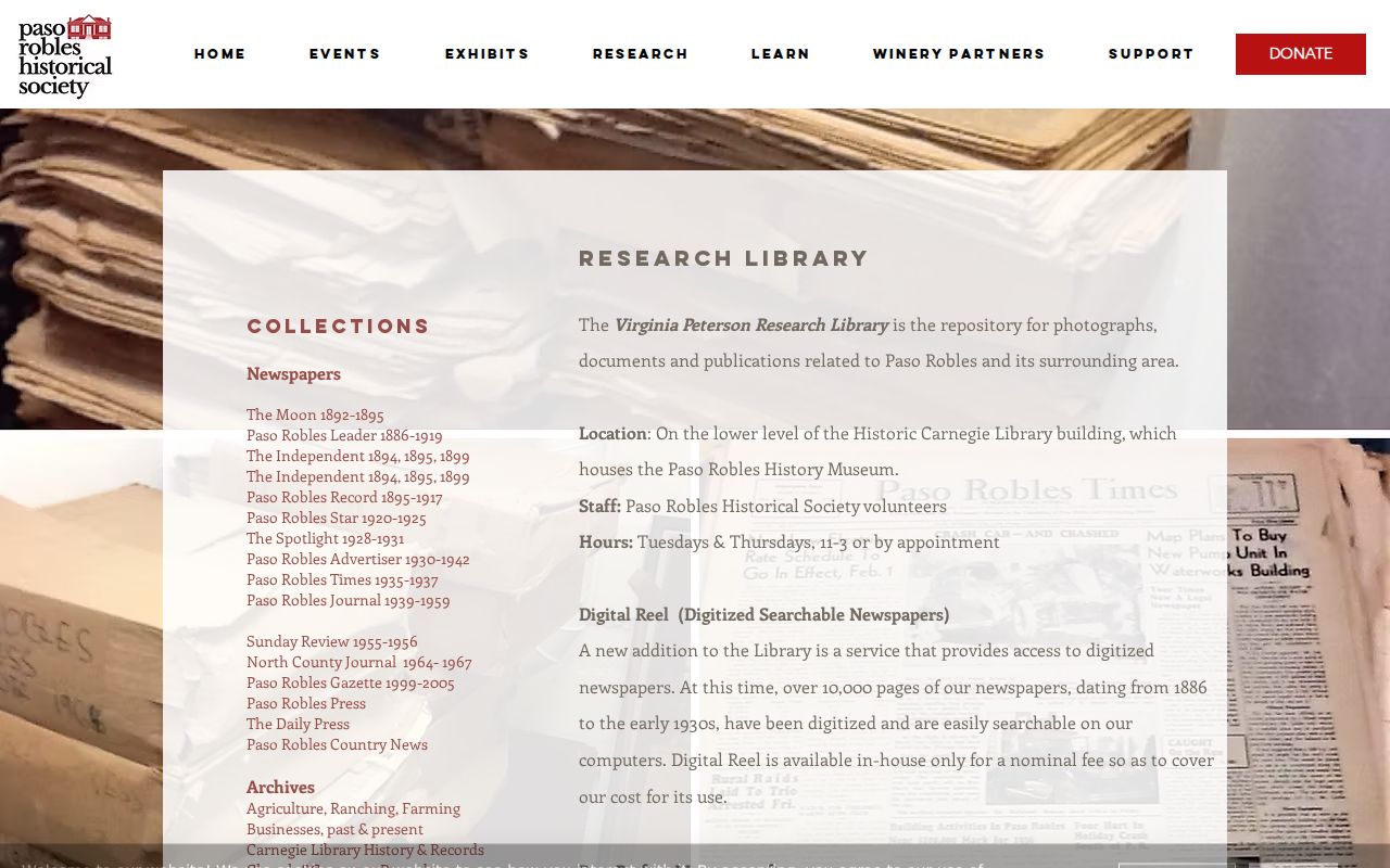 Paso Robles people directories research at the Historical Society library