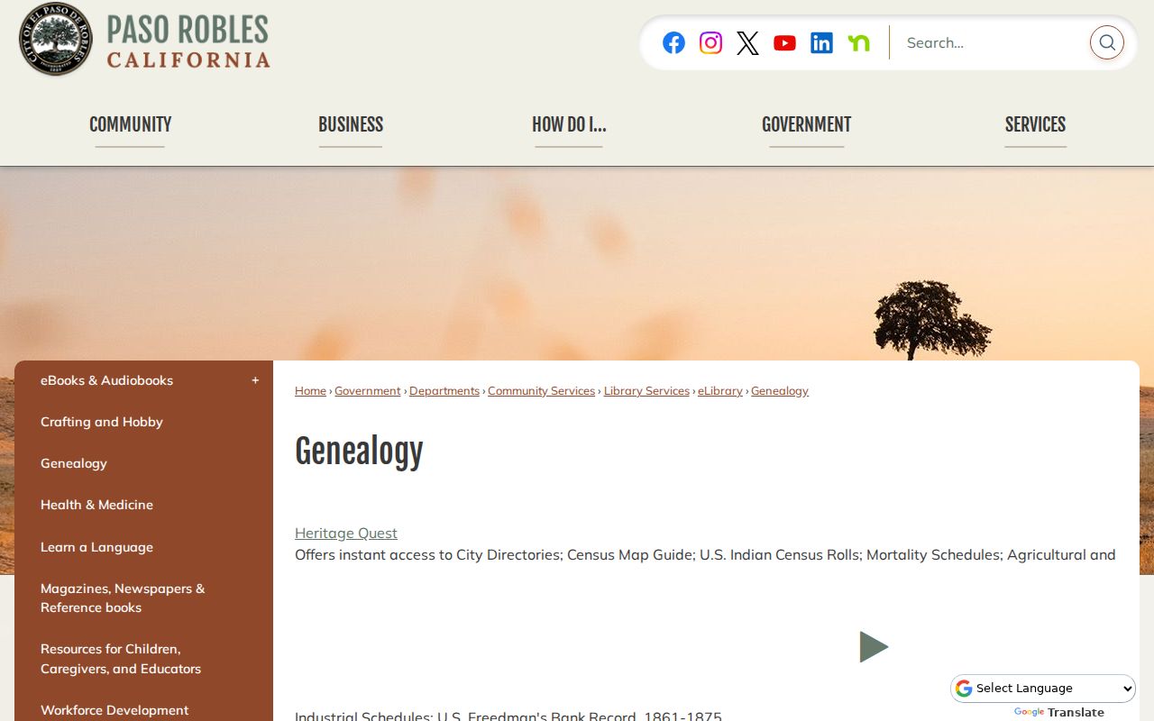 Paso Robles people directories and genealogy resources at the city library