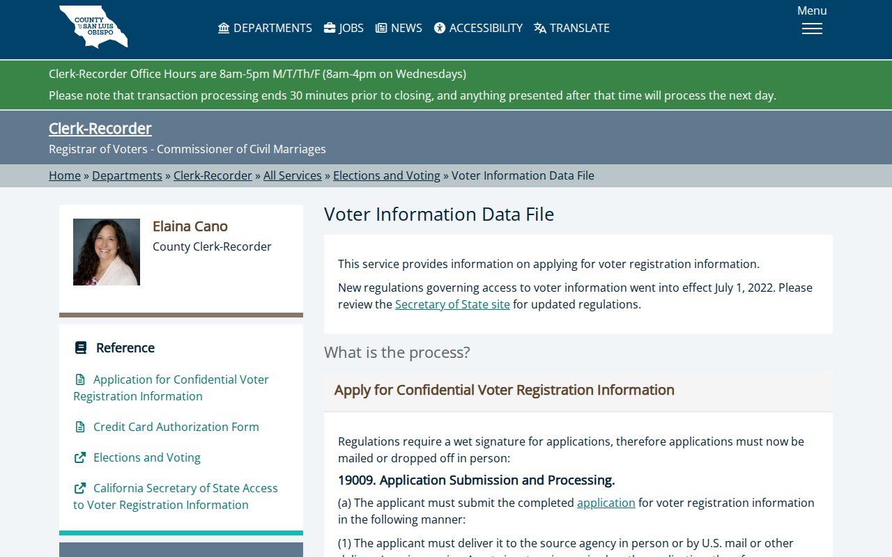 Paso Robles voter records request information from San Luis Obispo County