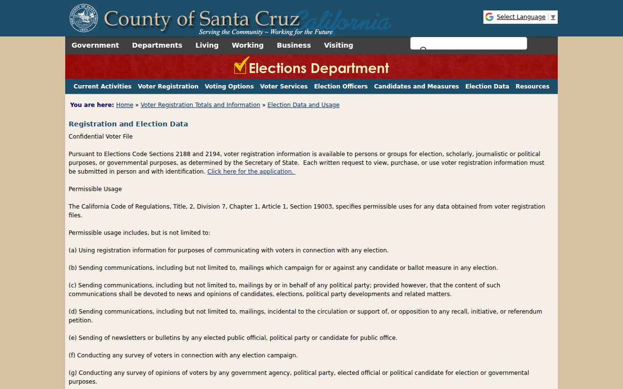 Paso Robles voter registration data use rules on VotesCount